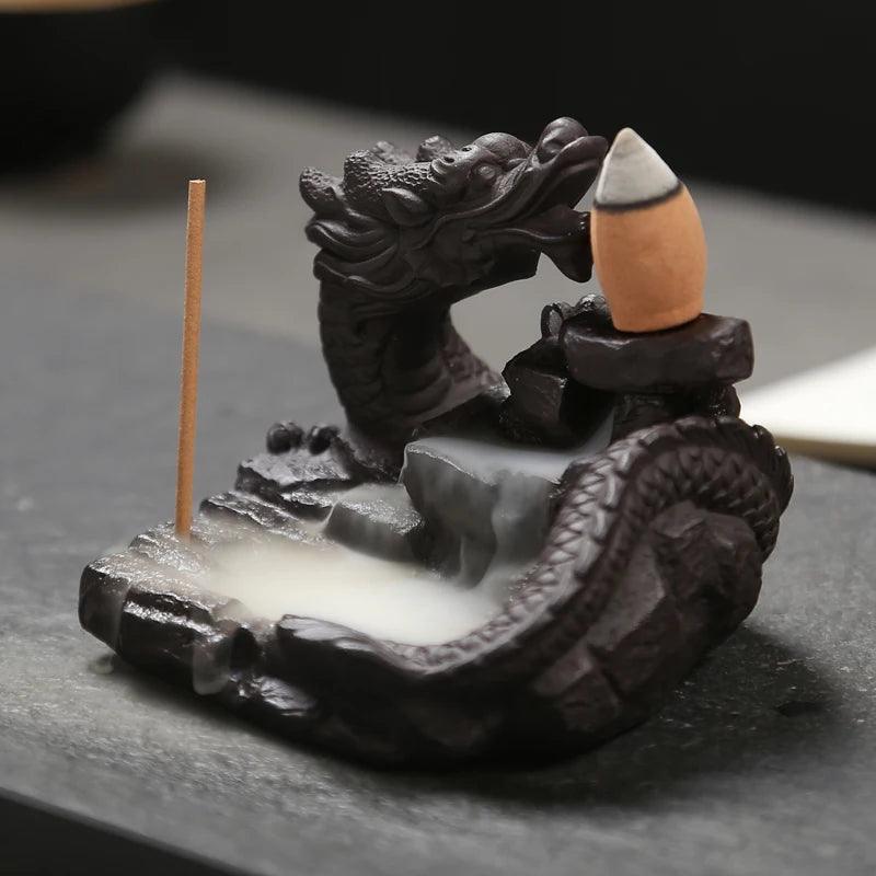 F 2023 hot Dragon Incense Burner Smoke Backflow Best Cone Censer incense Holder mini Office Desk Home Decor Teahouse Ornament - NTKSTORE