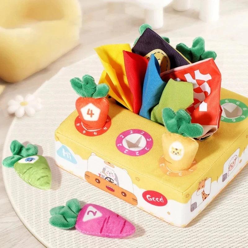 Baby Tissue Box Pull Out Radish Toys Carrot Harvest Toddler Fine Motor Skills Montessori Early Learning Educational Games Toys - NTKSTORE