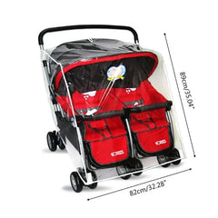 Universal Type Breathable Baby Pushchs Rain Cover For Twins Transparent Environmentally PVC Stroller Raincoat Wind Dust Shield - NTKSTORE