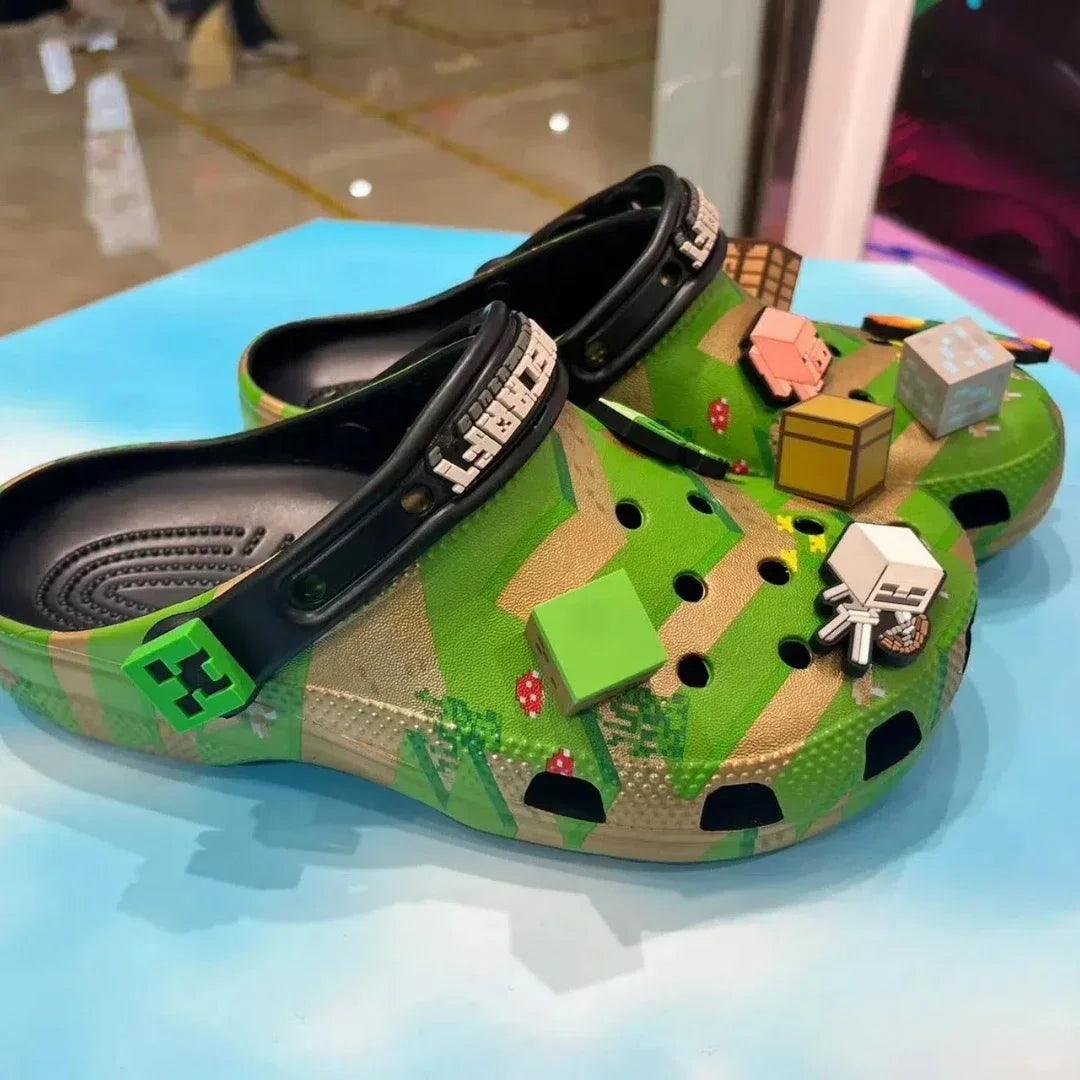 New bandai Cartoon anime Kawaii Children's Crocs shoes cute cos minecraft branded girl beach sandals student home slipper gift - NTKSTORE