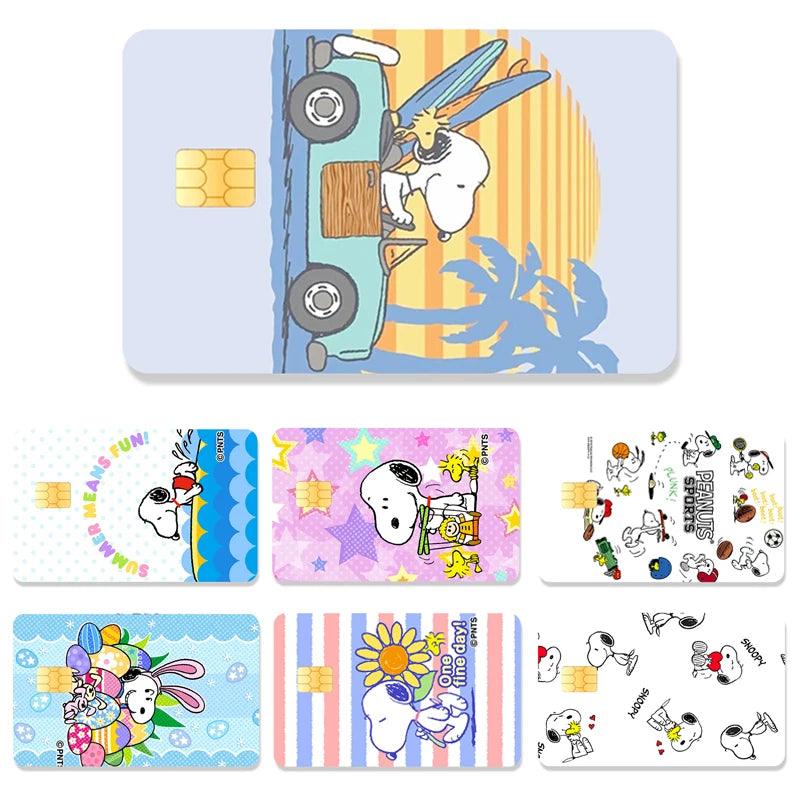 Snoopy Credit Card Debit Card Stickers DIY Anime Cartoon Waterproof Melody Poker Stickers Film Tape Skins Small Stacks - NTKSTORE