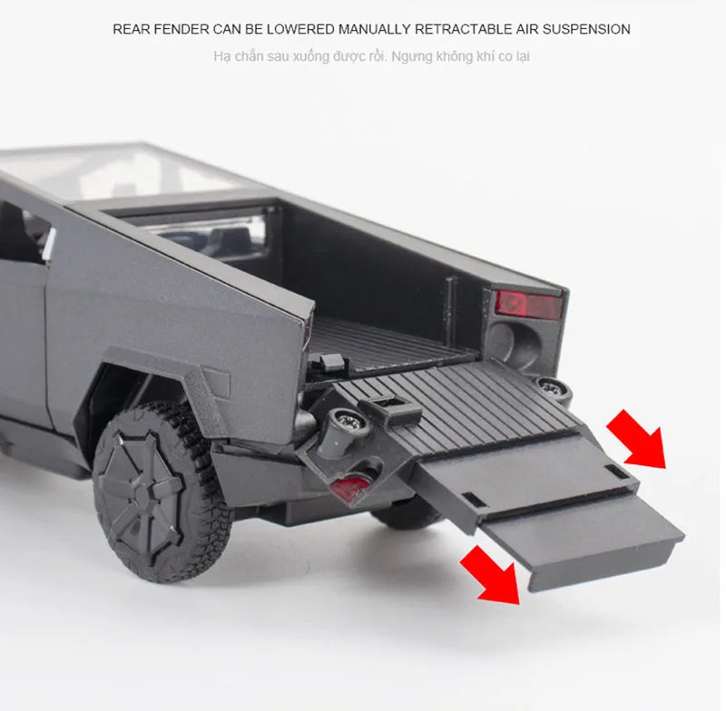 1:32 Tesla Cybertruck Pickup Alloy Car Model Diecast Toy Vehicle Sound And Light Simitation For Children Christmas Gift Boy Toys