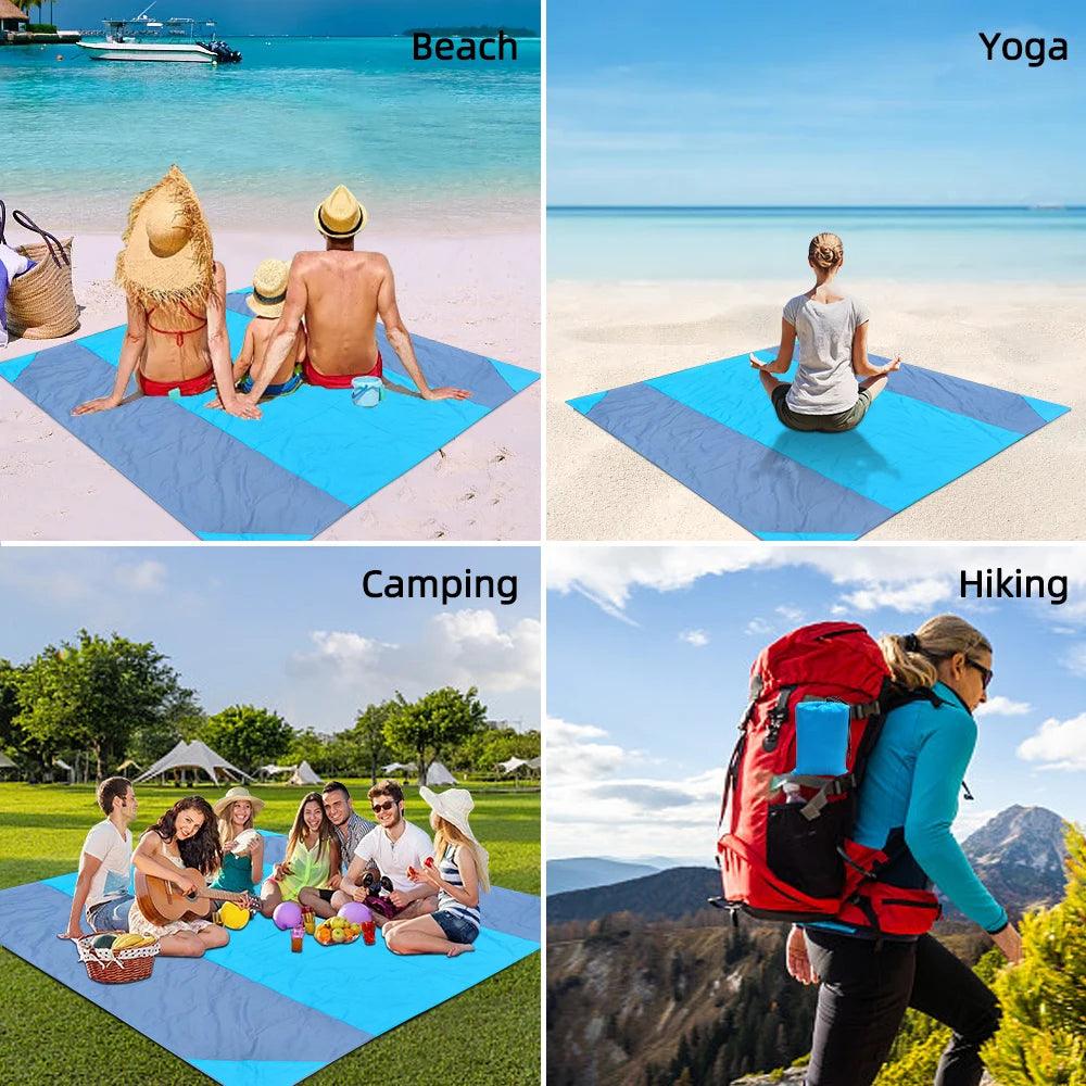 Waterproof Beach Mat Extra Large Outdoor Camping Mat Blanket Folding Sand Free Pocket Mattress Portable Lightweight Picnic Mat - NTKSTORE