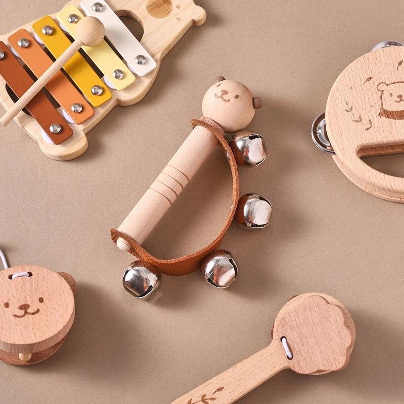 Kids Wooden Montessori Toys Musical Instruments Rattle Bell Drum Xylophone Percussion for Baby Early Educational Instruments Toy - NTKSTORE