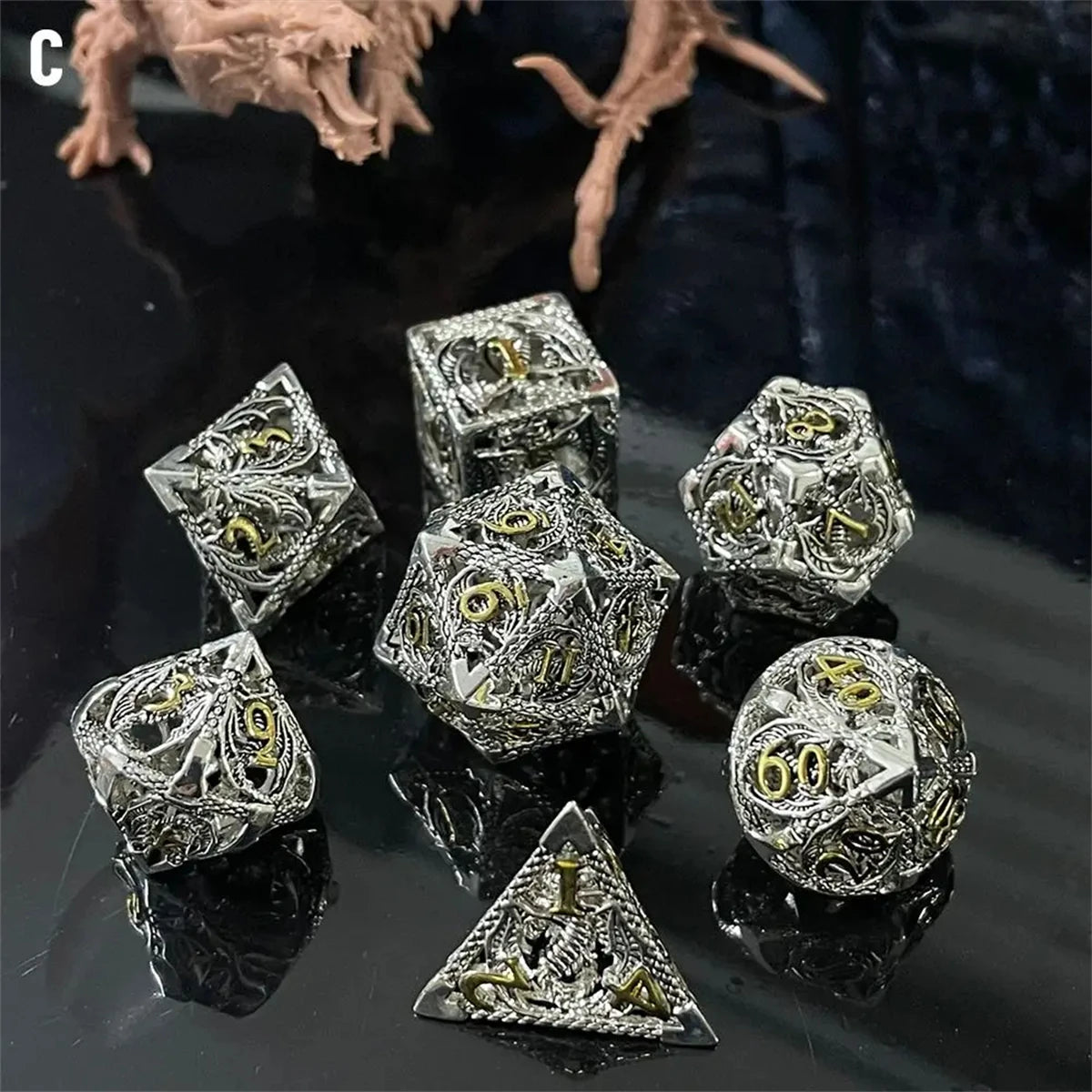 7-piece Semi Sharp DND Dice Set Suitable for Board Games, Halloween, Thanksgiving, Christmas, Gifts, Parties, and Collections - NTKSTORE