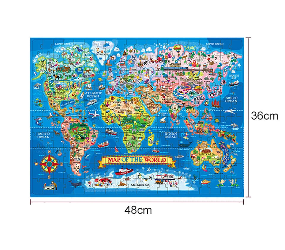 World Map Puzzle for Kids Gifts - 200 Piece - Learning Aid & Educational Games Toy for Kids Age 4 and Above - NTKSTORE