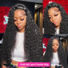 32 Inch Curly human hair lace frontal wig 13x4 13x6 Deep Wave HD Transparent lace front human hair wig For Women - NTKSTORE