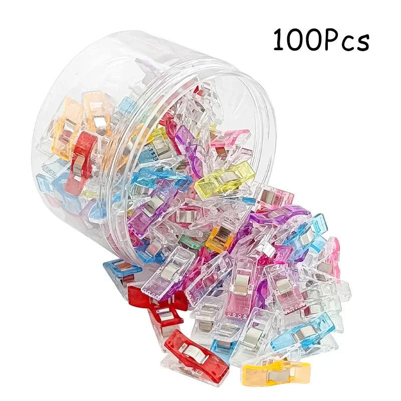 20/50/100PCs Sewing Clips Plastic DIY Crafting Crocheting Knitting Clothing Clips Assorted Colors Craft Securing Quilting Clip - NTKSTORE