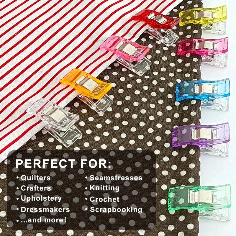 20/50/100PCs Sewing Clips Plastic DIY Crafting Crocheting Knitting Clothing Clips Assorted Colors Craft Securing Quilting Clip - NTKSTORE