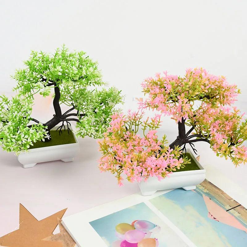 Artificial Plants Bonsai Small Tree Pot Fake Plant Flowers Potted Ornaments For Home Room Table Decoration Hotel Garden Decor - NTKSTORE