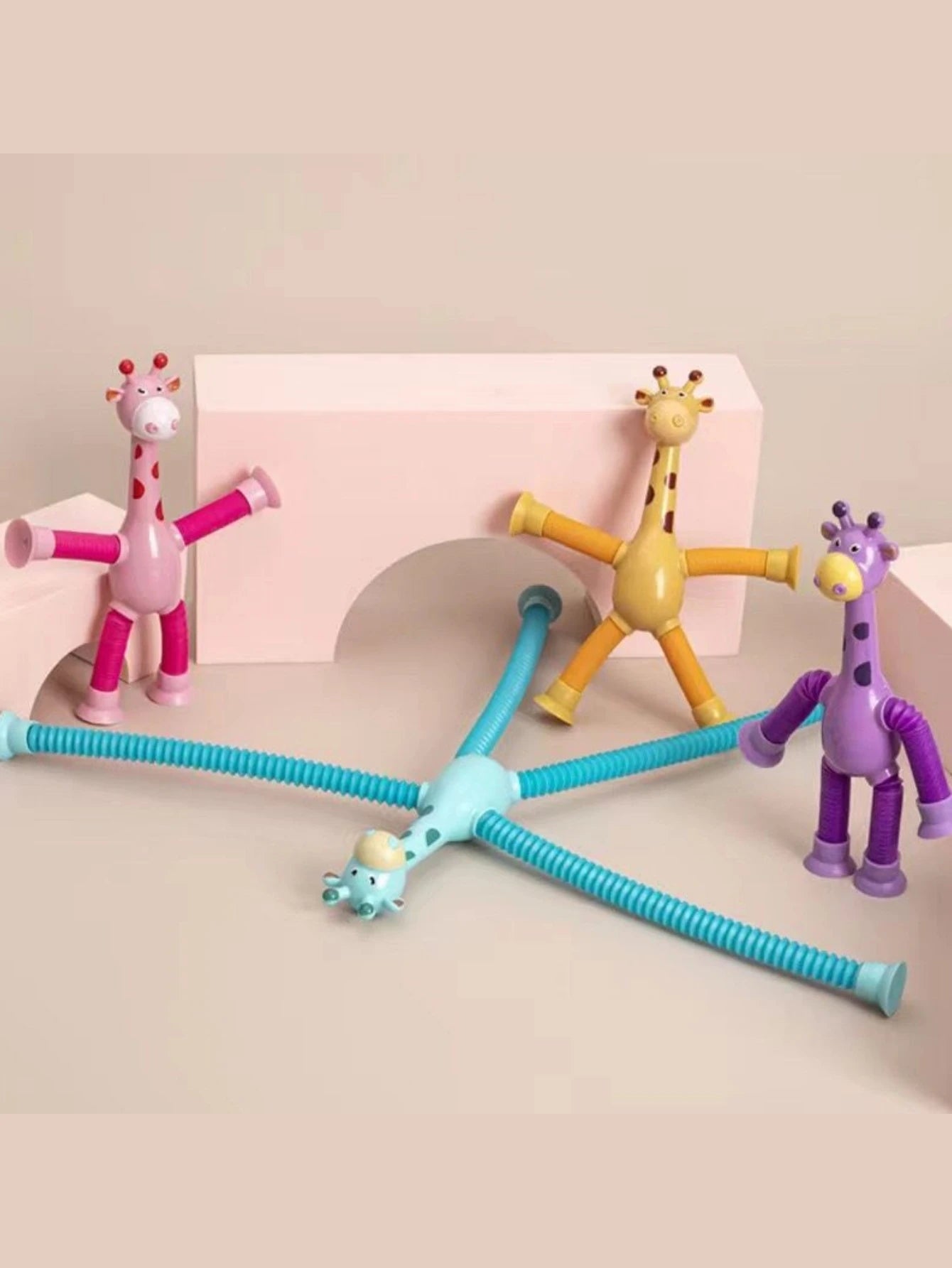 Suction cup giraffe telescopic and ever-changing luminous toy children's cartoon creative educational toy stretch telescopic