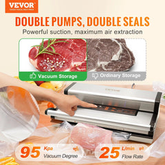 VEVOR Commercial Vacuum Sealer Machine Multifunction Automatic Food Packaging with Bag Roll Storage Cutter for Home Kitchen Use - NTKSTORE