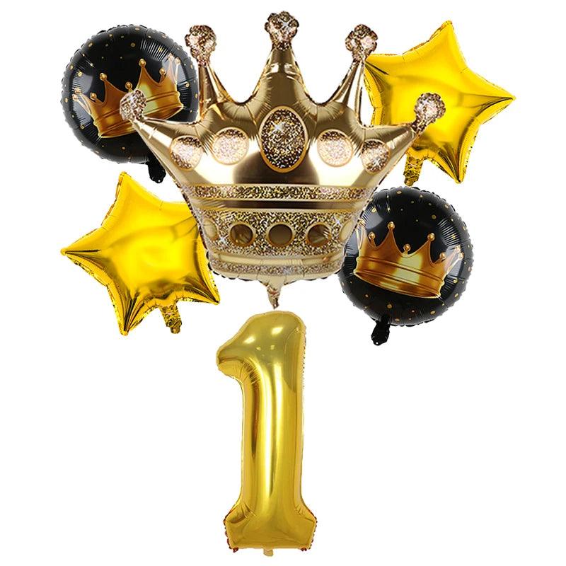 2pcs 32inch Rainbow Number Foil Balloons with Crown for Kids Boy Girl 1st Birthday Party Decorations Rose Gold Figures Globos - NTKSTORE