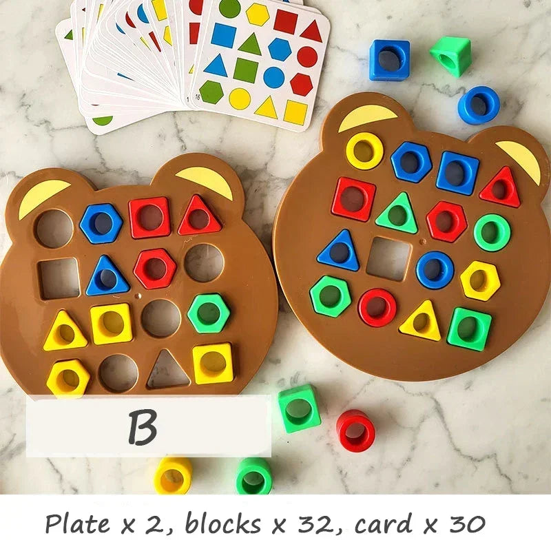 Montessori Educational 3D Puzzle Game for Color Matching and Geometric Shape Learning Jigsaw Interaction Toys For Kids - NTKSTORE