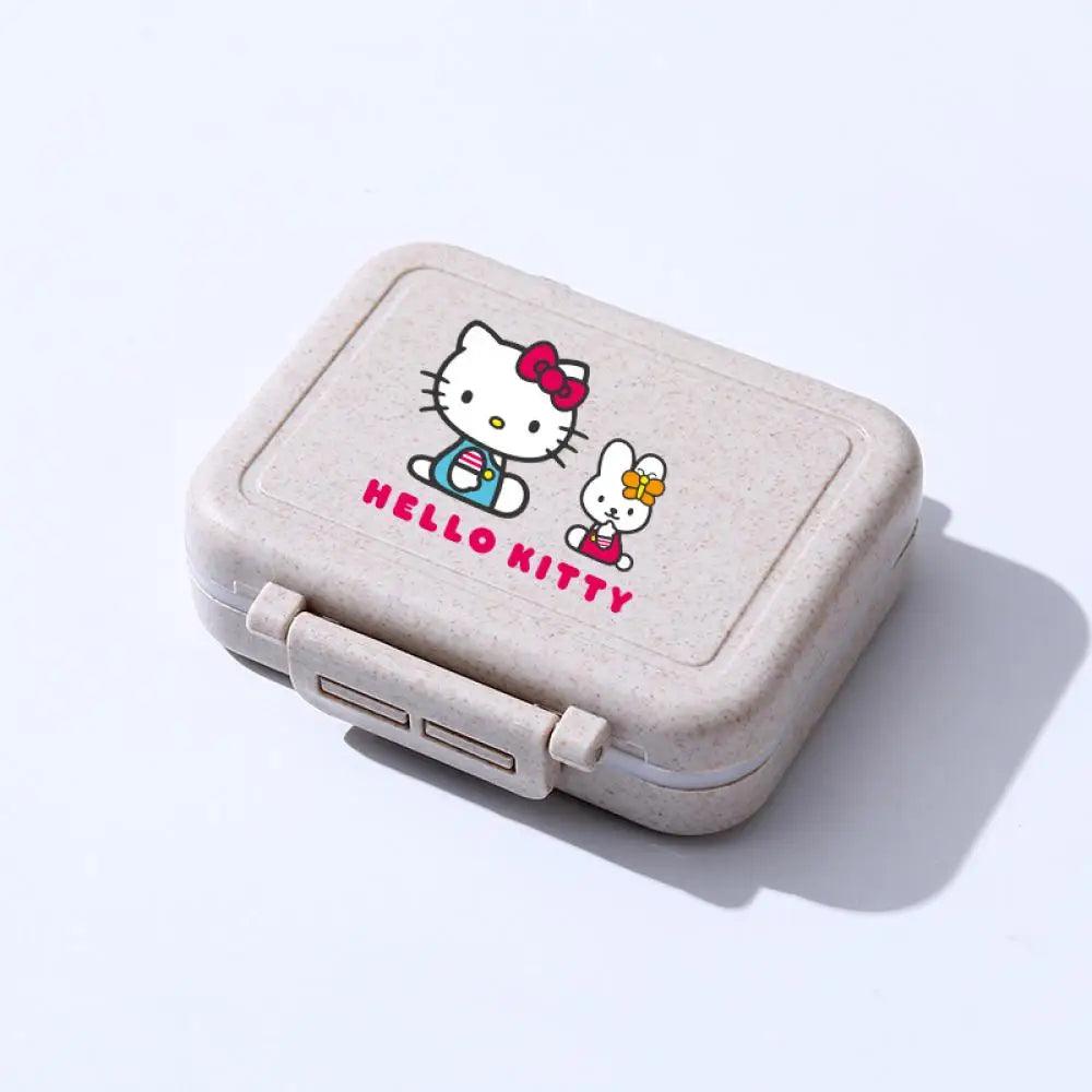 Sanrio Hello Kitty Mini Portable Pill Cases Moisture Proof Seal Ring Pills Organizer Case 3 Grids Travel Waterproof Pill Box - NTKSTORE