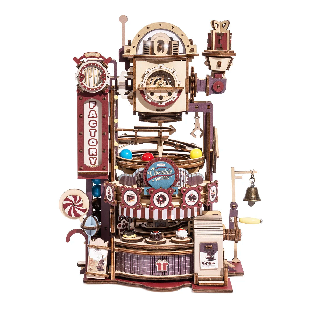 Robotime ROKR 420pcs DIY Chocolate Factory 3D Wooden Puzzle Assembly Marble Run Toy Gift for Children Teens Adult LGA02 - NTKSTORE