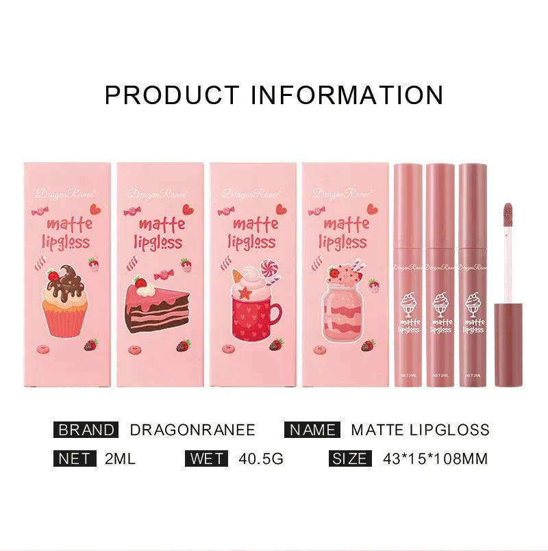 3Pcs/set Matte Velvet Lip Gloss Waterproof Long-lasting Liquid Lipstick Cosmetic Beauty Cream Lipstick Makeup maquillages - NTKSTORE