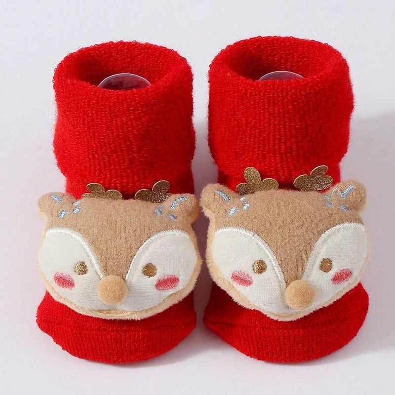 Kids Christmas Socks For 0-12Months Children's Short Socks Girls Boys Winter Warm Cotton Toddler New Year Gift Santa Claus Socks - NTKSTORE