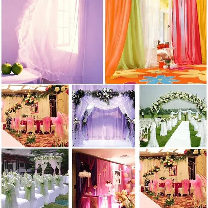 5/10M Sheer Crystal Wedding Tulle Roll Organza Fabric For Wedding Birthday Party Backdrop Decor DIY Wedding Organza Chair Sashes - NTKSTORE