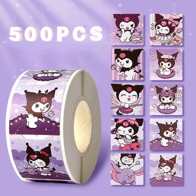 MINISO 500Pcs/Roll Sanrio Stickers Hello Kitty Melody Kuromi Cinnamoroll Luggage Graffiti Decals Kid Toy Decoration Sticker - NTKSTORE