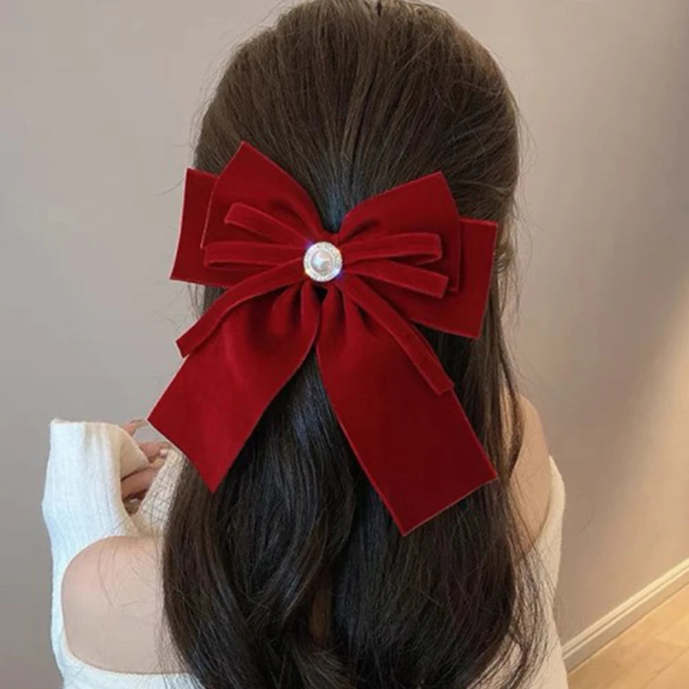 Haimeikang Bow Hair Clip Black Velvet Hair Bows Hairpins Women Elegant Barrette Girls Bowknot Hair Accessories - NTKSTORE