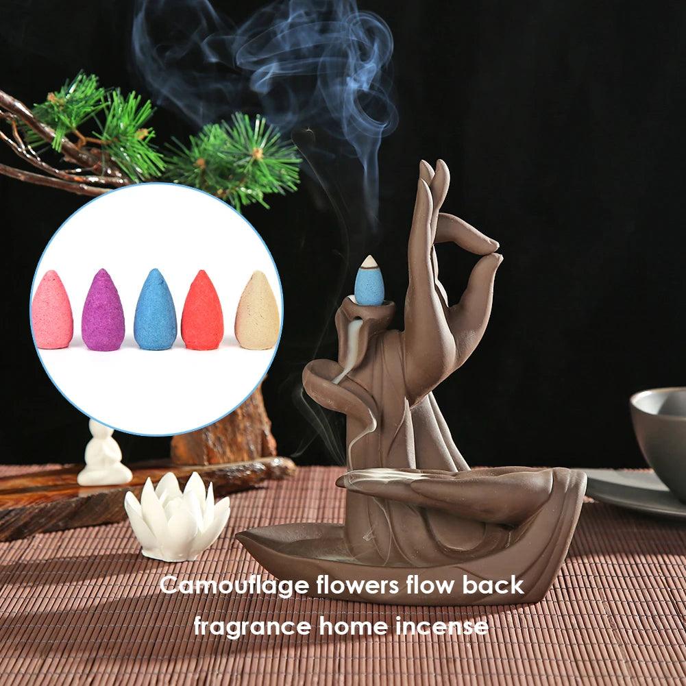 Natural Incense Mixed Waterfall Smoke Backflow Cone Burner Incense Fragrant Reflux Aromatherapy Tea Room Yoga Room Meditation - NTKSTORE