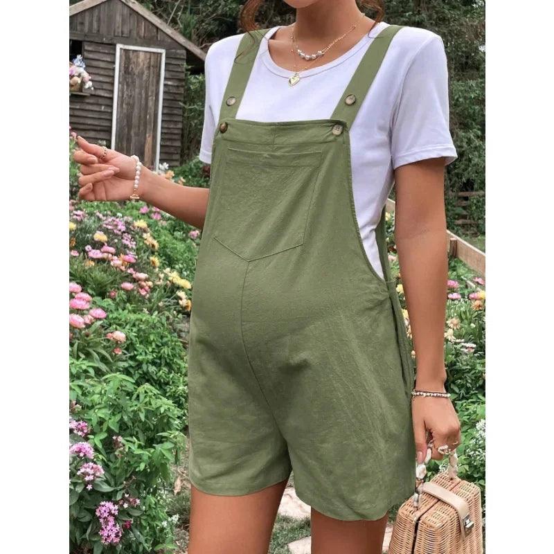 Maternity Jumpsuits Knee-length Plus Size Pregnant Woman Rompers Pregnancy Overalls Cotton Clothes Summer Fashion 2024 New - NTKSTORE