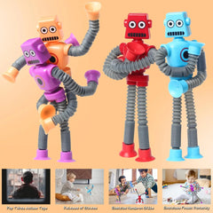 4Pcs Telescopic Robot Suction Cup Toy Pop Tubes Fidget Toys Shape Changing Tube Sensory Toys Party Favors for Kids - NTKSTORE