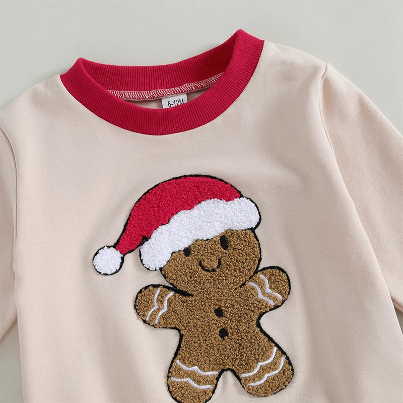 ma&baby 3M-3Y Christmas Newborn Toddler Infant Baby Boy Girl Clothes Sets Gingerbread Man Embroidery Tops Pants Xmas Costume