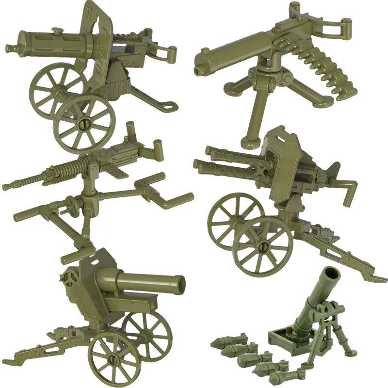 Children Toys Mini Military Figures Building Blocks WW2 UK French US Germany Soviet Army Soldiers Machine Gun Set Bricks Model - NTKSTORE