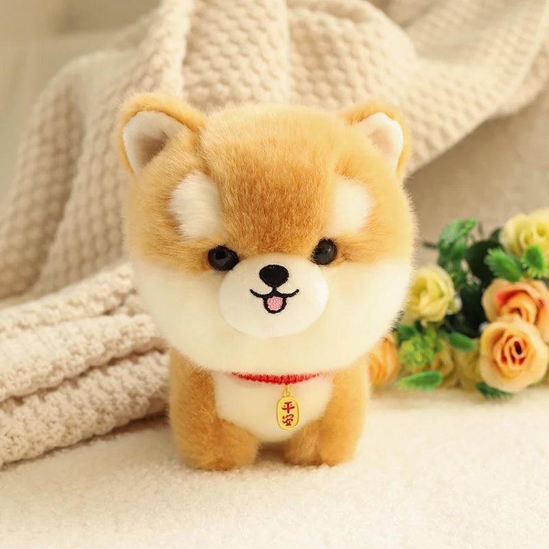 Adorbale Furry Plush Corgi Dog Plush Toy Stuffed Big Head Kawaii Lifelike Animal Shiba inu ChowChow Yorkshire Bichon Husky Doll - NTKSTORE