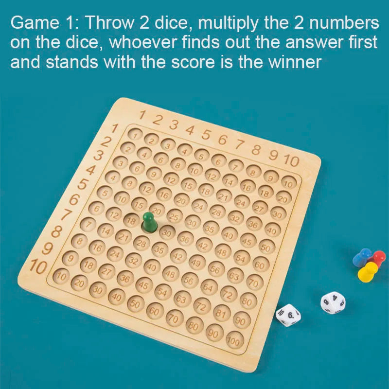 99 Multiplication Board Game Wooden Montessori Learning Educational Toys With Flash Cards Counting Teaching Aids