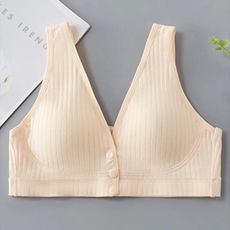 Female Mom Nursing Bra Cotton Maternity Thin Women Breastfeeding Underwear Front Open Buckle Breathable Ladies Women Brassiere - NTKSTORE