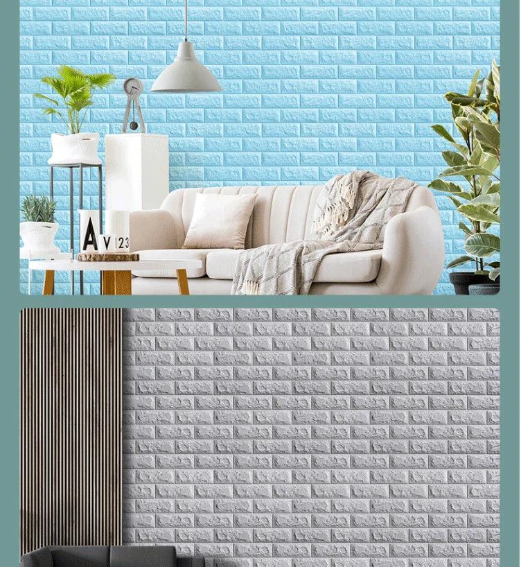 70cm*2m 3D Soft Foam Brick Wallpaper Sticker Roll DIY Self Adhesive Living Room Home Kitchen Bathroom Decorative Wall Paper - NTKSTORE