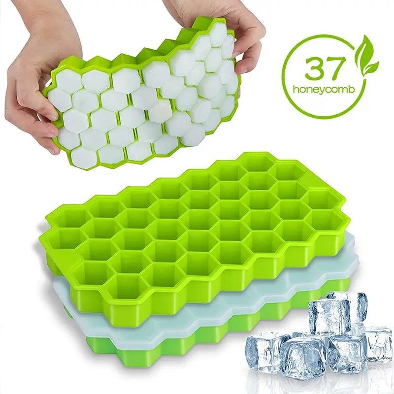 1pcs Honeycomb 37 Lattice Cube Tray Maker With Lid DIY Ice Mold - NTKSTORE