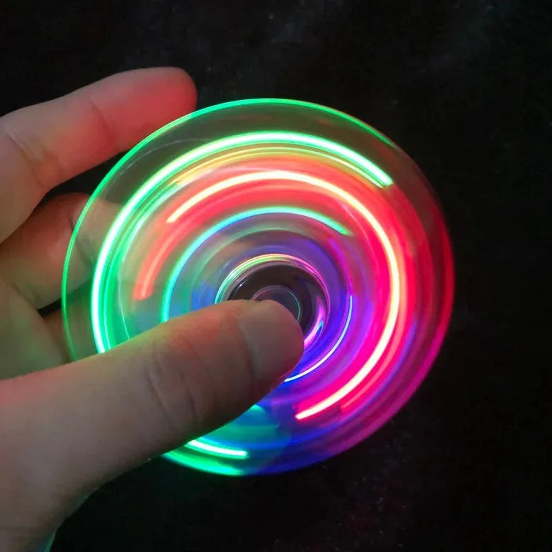 Crystal Luminous LED light Fidget Spinner Hand Top Spinners Glow in Dark EDC Stress Relief Toys Kinetic Gyroscope for Children - NTKSTORE