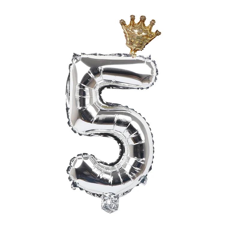 2pcs 32inch Rainbow Number Foil Balloons with Crown for Kids Boy Girl 1st Birthday Party Decorations Rose Gold Figures Globos - NTKSTORE