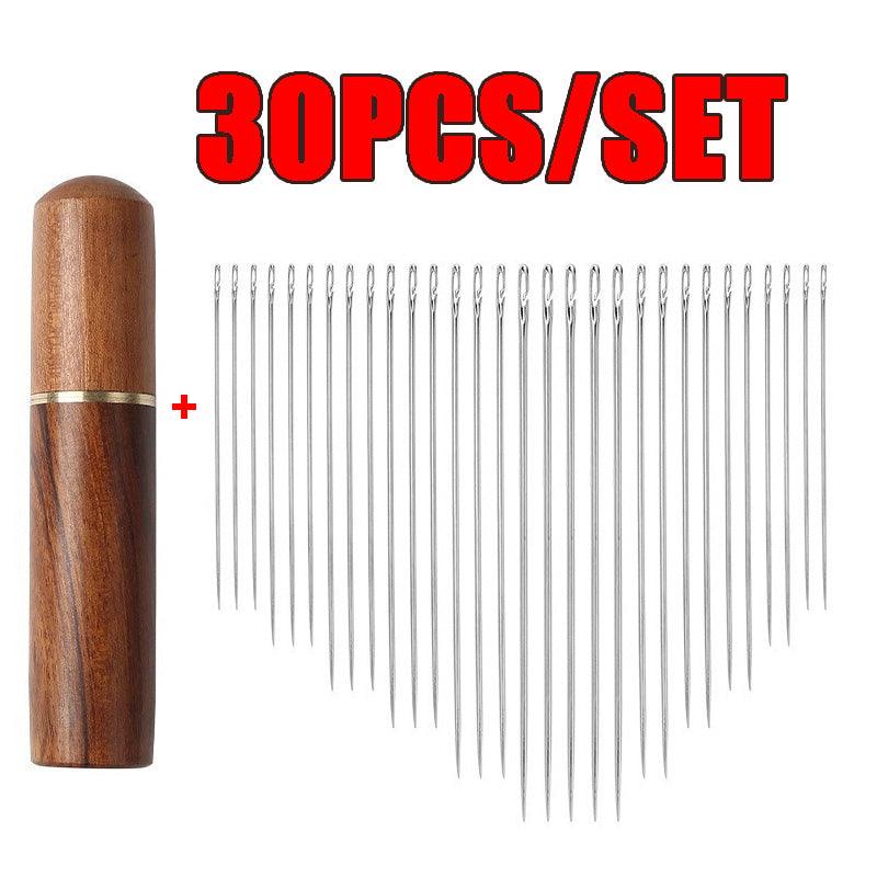 30pcs Blind Sewing Needle Elderly Stainless Steel Quick Automatic Self-Threading Needle Stitching Pins DIY Punch Needle Threader - NTKSTORE