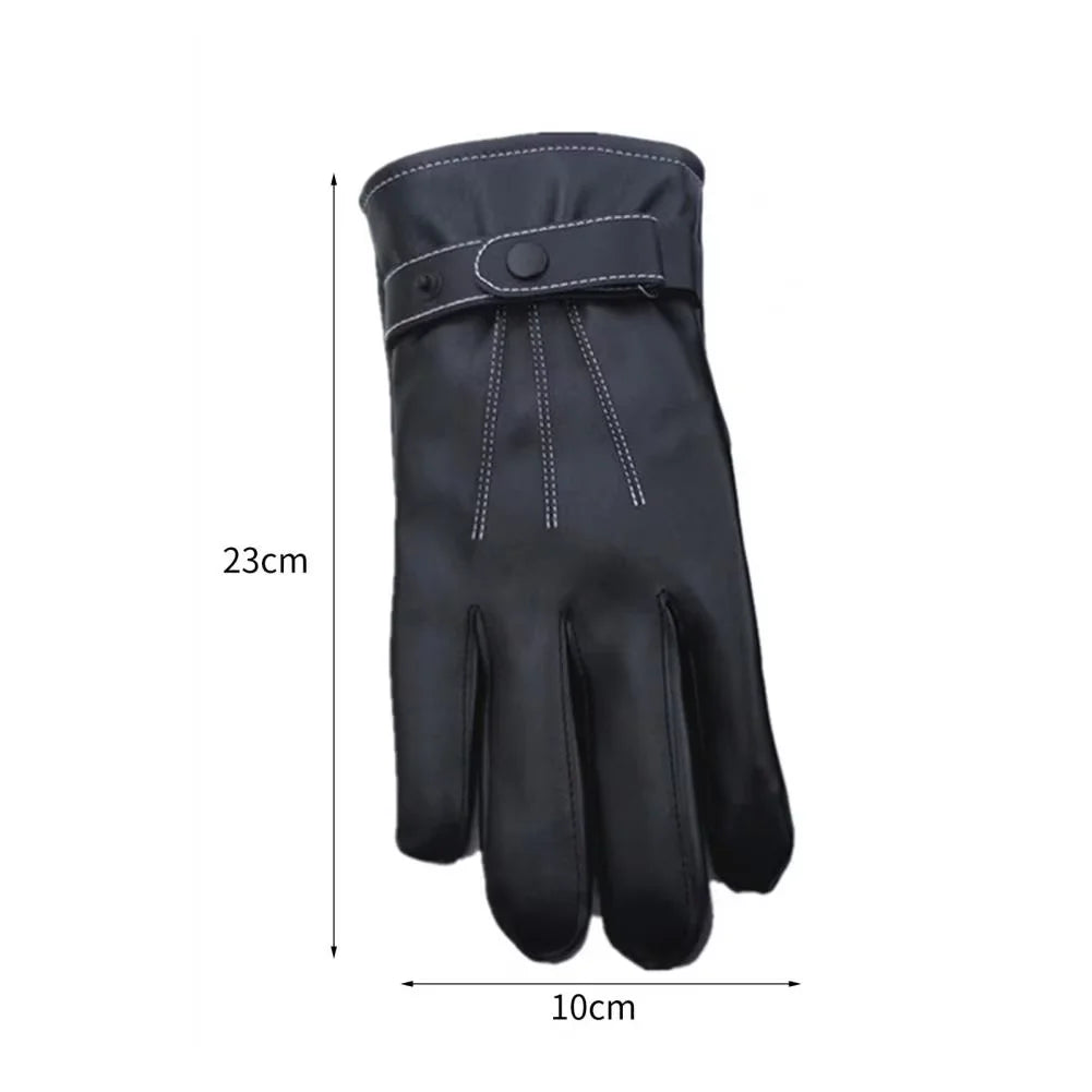 Winter Cycling PU Leather Gloves Outdoor Men Women Motorcycle Waterproof Warm Thick Riding Electric Car Warm Non-Slip Gloves - NTKSTORE