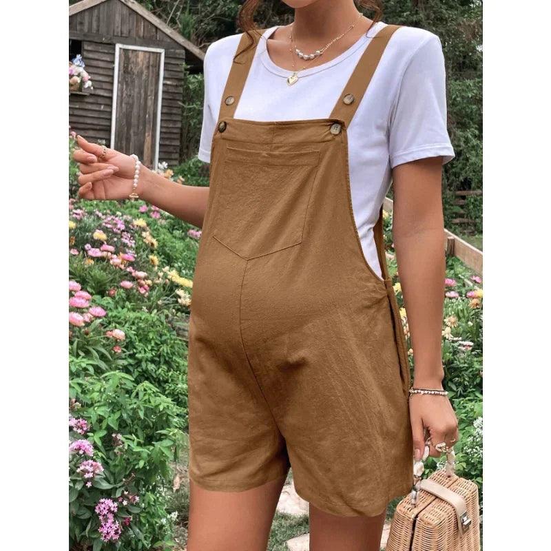 Maternity Jumpsuits Knee-length Plus Size Pregnant Woman Rompers Pregnancy Overalls Cotton Clothes Summer Fashion 2024 New - NTKSTORE