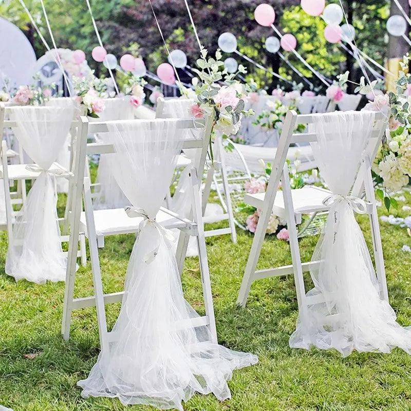 5/10M Sheer Crystal Wedding Tulle Roll Organza Fabric For Wedding Birthday Party Backdrop Decor DIY Wedding Organza Chair Sashes - NTKSTORE