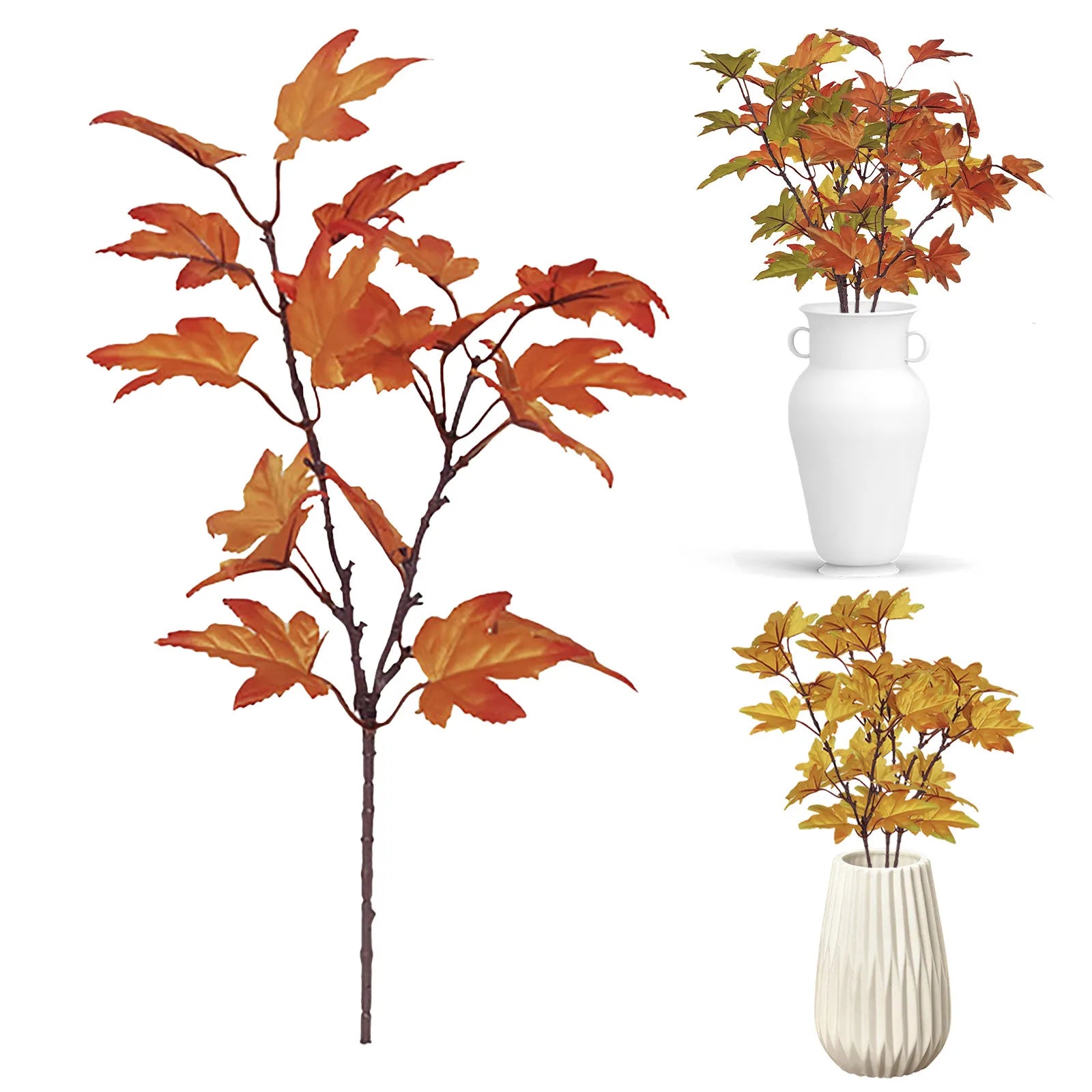 Artificial Leaves Kitchen Fall For Home Maple Stems Thanksgiving Leaves Outdoor Decor Branch Vase Flowers Artificial Tall - NTKSTORE