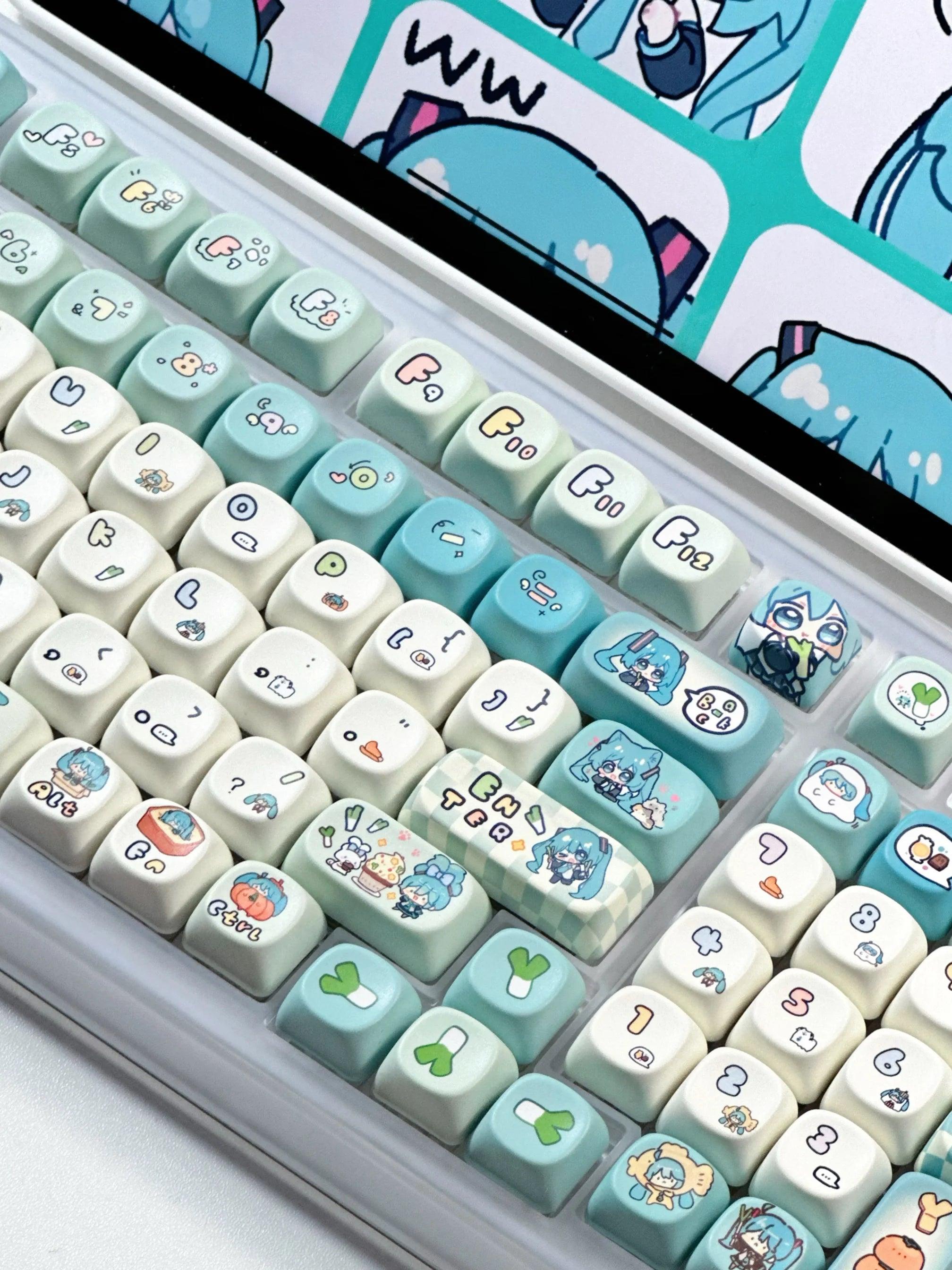 Miku Anime Keycap Xoa Pbt Cartoon Keycap Customization Individuation Keyset For Mechanical Gaming Keyboard Switch Birthday Gifts - NTKSTORE