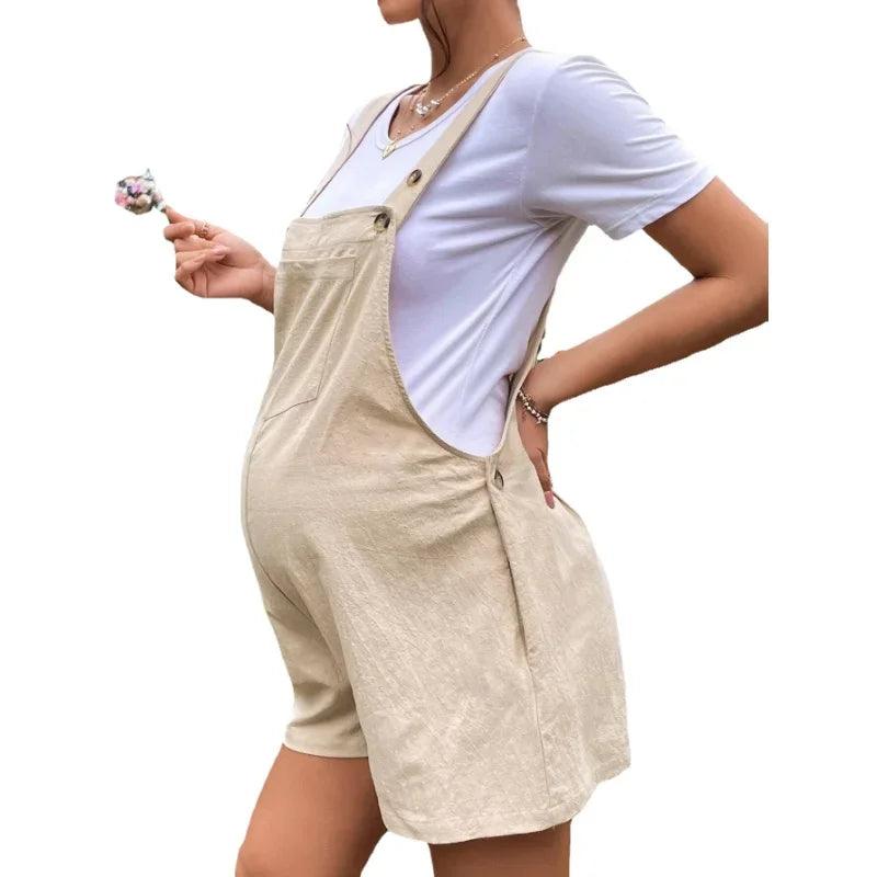 Maternity Jumpsuits Knee-length Plus Size Pregnant Woman Rompers Pregnancy Overalls Cotton Clothes Summer Fashion 2024 New - NTKSTORE