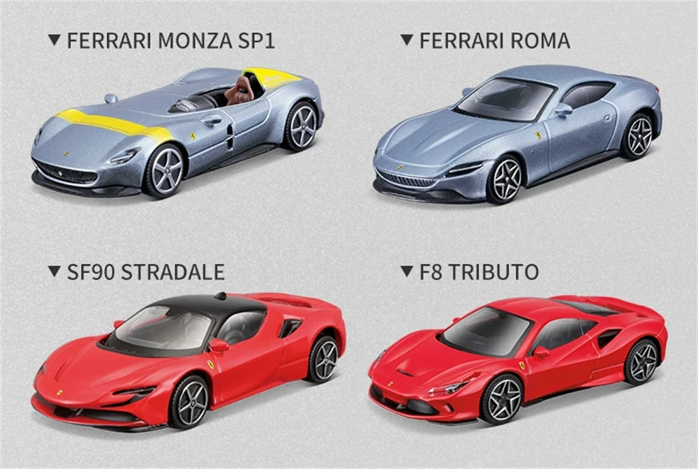 Bburago 1:43 Ferrari Collection Purosangue SP2 ROMA 250 458 488 GTB Alloy Luxury Vehicle Diecast Cars Model Toy Collection