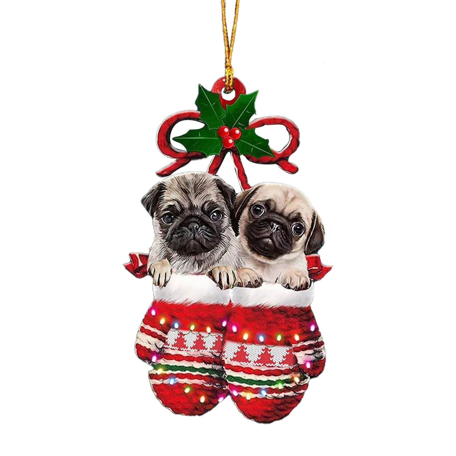 2023 Christmas Tree Pendant Cute Puppy Resin Acrylic New Room Xmas Gift Decoration Ornament Festive Dog Year Supplies Party Toys