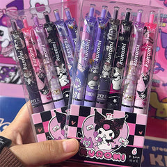 6Pcs Sanrio Gel Pen Hello Kitty Cartoon Kuromi ST Quick Drying Black 0.5mm Press The Ballpoint Pen Learning Stationery Gifts - NTKSTORE