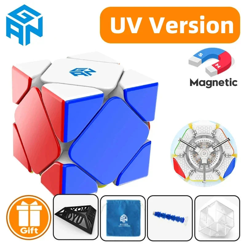 【JudyCube】GAN Skewb Magnetic (Enhanced UV Coated) Magnetic Magic Speed Cube Professional Fidget Toys GAN Skewb Cubo Magico - NTKSTORE