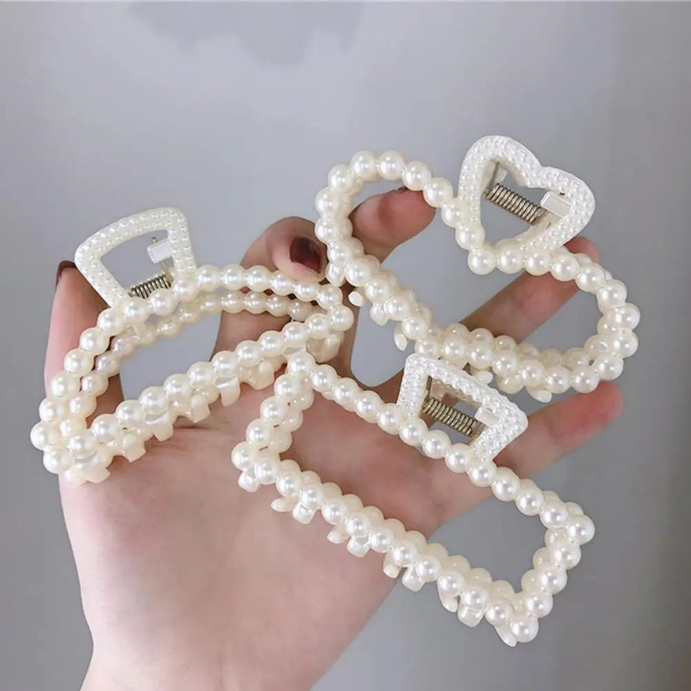 Hair Claw Clip Beautiful Fashion Women Large Hair Grip Imitation Pearl Hair Clamp - NTKSTORE