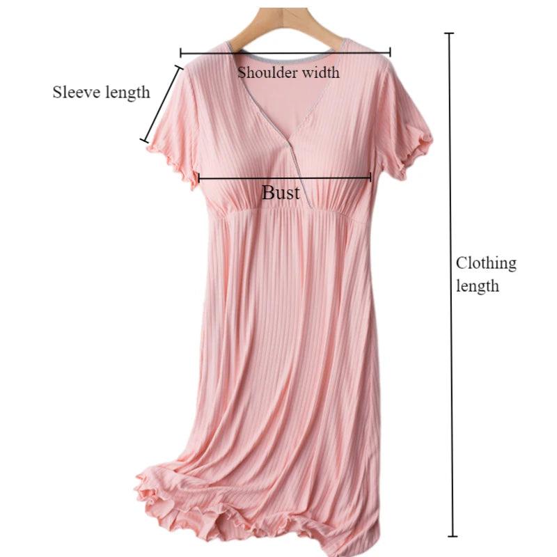 Modal Maternity Clothes Breastfeeding Nightgowns Nursing Sleepwear Hospital Loose Fitting Breast Feeding Pajamas Pregnancy Dress - NTKSTORE